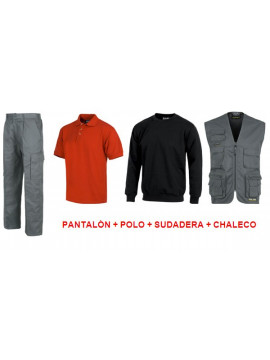 PANTALON + POLO + SUDADERA + CHALECO